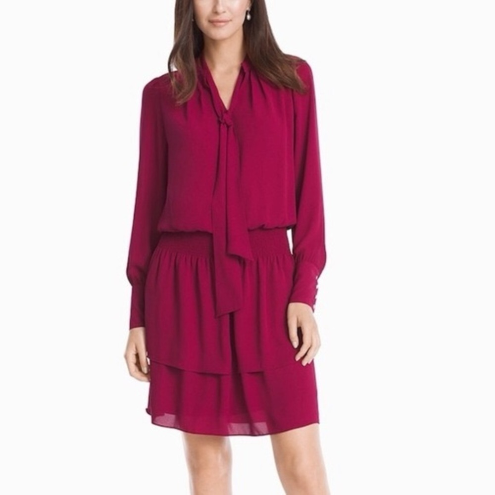 NWT White House Black Market Deep Red Long Sleeve Dress